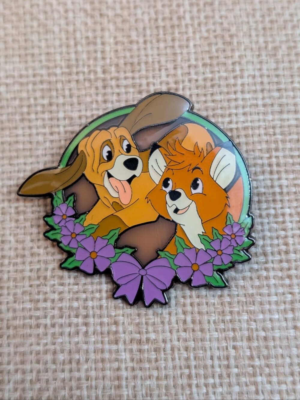 Loungefly Disney Floral Enamel Pin fox and the hound todd and copper flowers